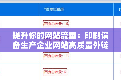 提升你的网站流量：印刷设备生产企业网站高质量外链的方法