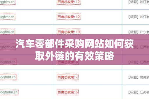 汽车零部件采购网站如何获取外链的有效策略