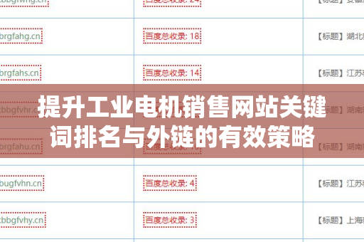 提升工业电机销售网站关键词排名与外链的有效策略