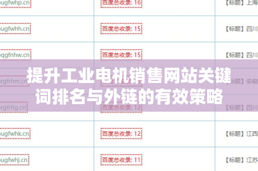 提升工业电机销售网站关键词排名与外链的有效策略