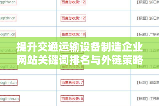 提升交通运输设备制造企业网站关键词排名与外链策略