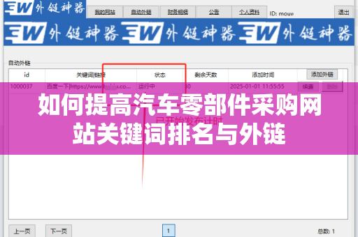 如何提高汽车零部件采购网站关键词排名与外链
