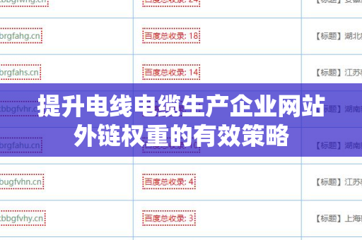 提升电线电缆生产企业网站外链权重的有效策略