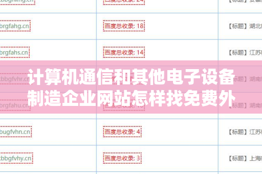 计算机通信和其他电子设备制造企业网站怎样找免费外链平台