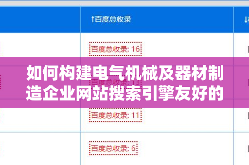如何构建电气机械及器材制造企业网站搜索引擎友好的外链