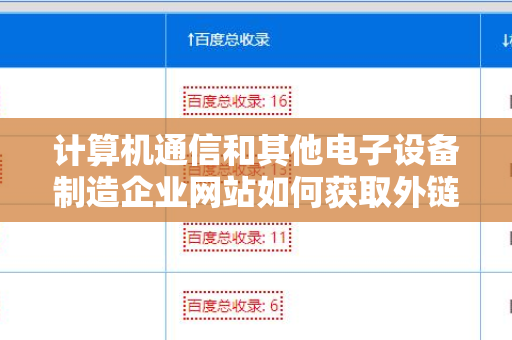 计算机通信和其他电子设备制造企业网站如何获取外链资源