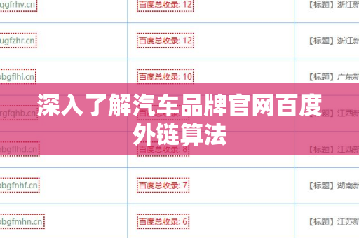 深入了解汽车品牌官网百度外链算法