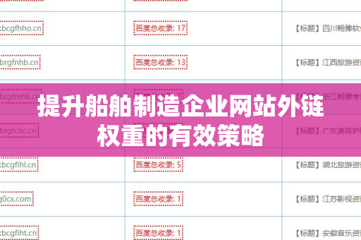 提升船舶制造企业网站外链权重的有效策略