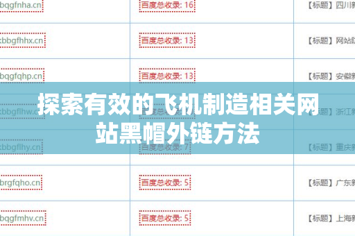 探索有效的飞机制造相关网站黑帽外链方法