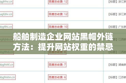 船舶制造企业网站黑帽外链方法：提升网站权重的禁忌之路
