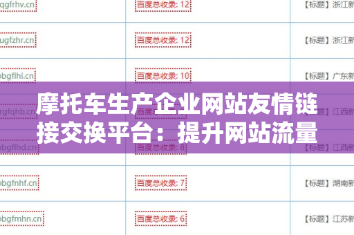 摩托车生产企业网站友情链接交换平台：提升网站流量与排名的利器