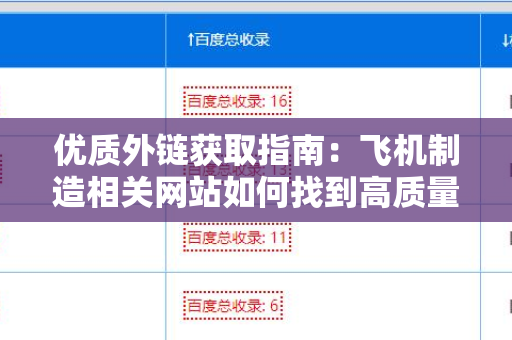 优质外链获取指南：飞机制造相关网站如何找到高质量外链
