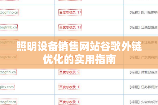 照明设备销售网站谷歌外链优化的实用指南