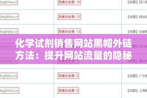 化学试剂销售网站黑帽外链方法：提升网站流量的隐秘技巧