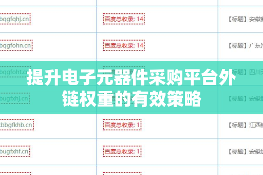 提升电子元器件采购平台外链权重的有效策略