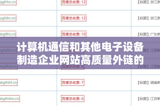 计算机通信和其他电子设备制造企业网站高质量外链的策略与实践
