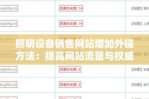 照明设备销售网站增加外链方法：提高网站流量与权威性