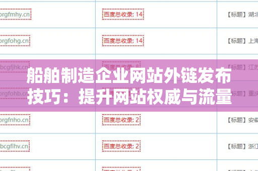 船舶制造企业网站外链发布技巧：提升网站权威与流量的有效策略