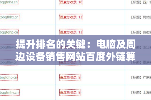提升排名的关键：电脑及周边设备销售网站百度外链算法
