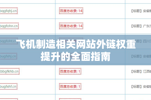 飞机制造相关网站外链权重提升的全面指南