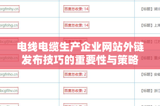 电线电缆生产企业网站外链发布技巧的重要性与策略