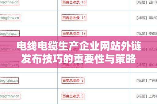 电线电缆生产企业网站外链发布技巧的重要性与策略
