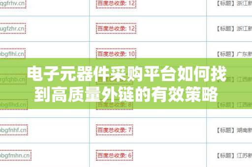 电子元器件采购平台如何找到高质量外链的有效策略