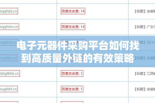 电子元器件采购平台如何找到高质量外链的有效策略