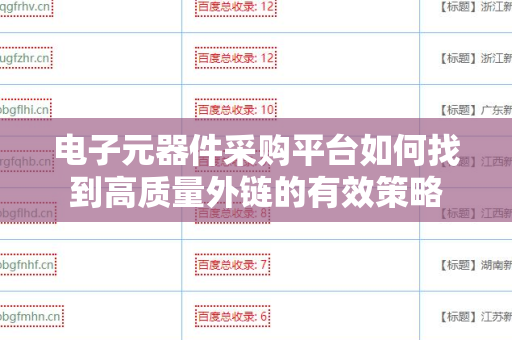 电子元器件采购平台如何找到高质量外链的有效策略