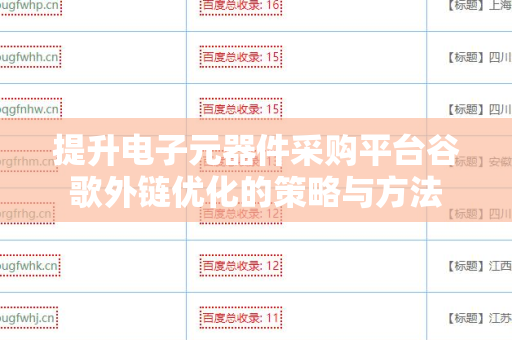 提升电子元器件采购平台谷歌外链优化的策略与方法