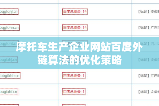 摩托车生产企业网站百度外链算法的优化策略