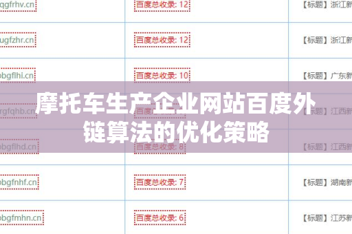 摩托车生产企业网站百度外链算法的优化策略
