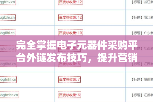 完全掌握电子元器件采购平台外链发布技巧，提升营销效果