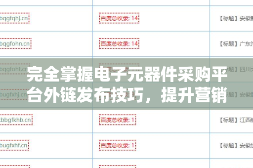 完全掌握电子元器件采购平台外链发布技巧，提升营销效果