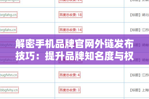 解密手机品牌官网外链发布技巧：提升品牌知名度与权威性