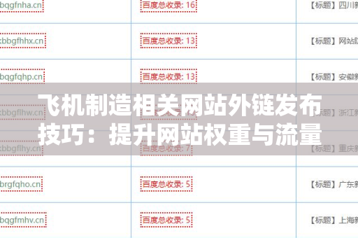飞机制造相关网站外链发布技巧：提升网站权重与流量的最佳策略