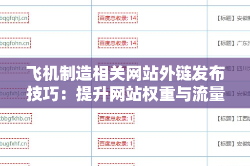 飞机制造相关网站外链发布技巧：提升网站权重与流量的最佳策略