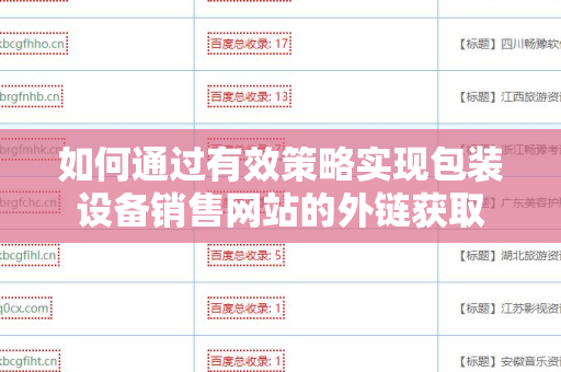 如何通过有效策略实现包装设备销售网站的外链获取