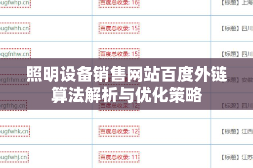 照明设备销售网站百度外链算法解析与优化策略