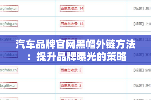 汽车品牌官网黑帽外链方法：提升品牌曝光的策略