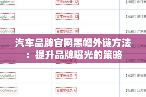 汽车品牌官网黑帽外链方法：提升品牌曝光的策略