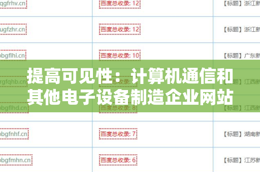 提高可见性：计算机通信和其他电子设备制造企业网站搜索引擎友好的外链