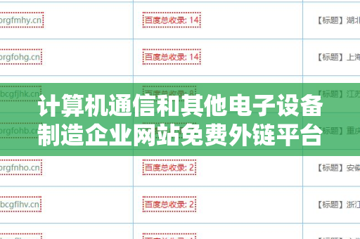 计算机通信和其他电子设备制造企业网站免费外链平台的完整指南
