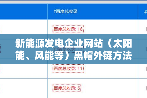 新能源发电企业网站（太阳能、风能等）黑帽外链方法：如何提高网站流量的隐秘窍门