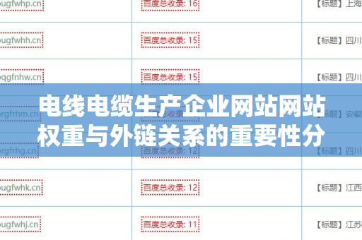 电线电缆生产企业网站网站权重与外链关系的重要性分析