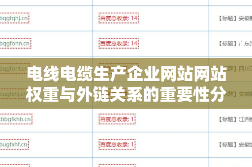 电线电缆生产企业网站网站权重与外链关系的重要性分析