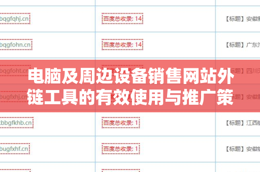 电脑及周边设备销售网站外链工具的有效使用与推广策略