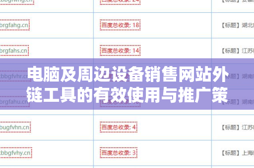电脑及周边设备销售网站外链工具的有效使用与推广策略