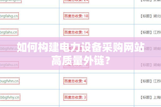 如何构建电力设备采购网站高质量外链？