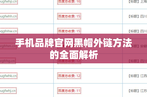 手机品牌官网黑帽外链方法的全面解析